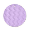 Round purple silicone heat-resistant pot mat with wave texture and hanging hole - Wave Texture / Light Purple
