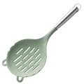 Grande schiumarola in silicone verde salvia con manico in acciaio inossidabile - Manico in Acciaio Inossidabile / Verde