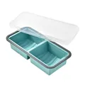 2-compartment blue silicone food freezer tray with clear lid and cup measurement lines - 2 Compartments / Blue