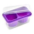 Premium purple 2-cavity silicone ice ball mold with clear press-type lid - 2 Holes Round / Purple
