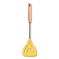 Espátula ranurada de silicona amarilla con mango ergonómico de madera para sartenes antiadherentes - Espátula ranurada / Amarillo tierno
