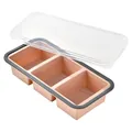 3-compartment pink silicone freezer tray with transparent lid for healthy meal prep - 3 Grids / Red