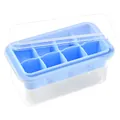 Blue 8-compartment silicone ice cube tray with clear plastic storage box and lid for whiskey - 8-Grid Square / Blue