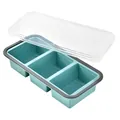 Silicone freezer tray with 3 compartments and transparent lid for food storage - 3 Compartments / With Lid / Blue