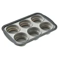 Professional 6-cup foldable silicone muffin pan in charcoal grey for easy-release baking - 6-Hole Muffin Cup / Gray
