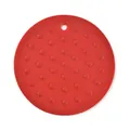 Durable non-slip heat-resistant round red silicone mat with anti-scald raised dots design - Splatter Texture / Red