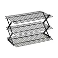 3-tier stackable black wire storage rack for kitchen cabinet or spice organizer - Triple Layer