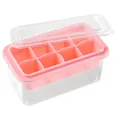 8-compartment pink silicone ice cube tray with transparent storage box and lid - 8-Grid Square / Pink