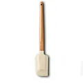 Professional silicone cream spatula with natural wooden handle in cream white for baking - White Large Spatula