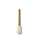 Cream colored silicone baking spatula with natural wooden handle for cake decorating - White Small Spatula