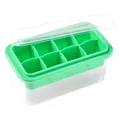 Green 8-cell silicone ice cube tray with clear storage box and lid for whiskey drinks - 8-Grid Square / Green