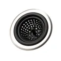 Stainless steel kitchen sink strainer with black silicone basket and central lift handle - Black