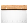 Stainless steel dough scraper with wooden handle and centimeter scale measurements - Rectangle Cutter