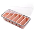 Pink 6-compartment silicone food freezer tray with clear lid and cup measurement markings - 6 Grids / With Lid / Pink