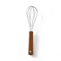 Durable manual stainless steel wire whisk with brown ergonomic handle for kitchen baking - Whisk