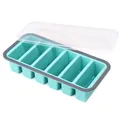 Teal 6-compartment silicone freezer tray with transparent lid and measurement marks - 6 Grids / With Lid / Blue