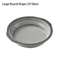 Large round foldable silicone cake baking mold in grey finish, 23x26cm dimensions. - Large Round / Light Gray