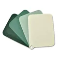 Set of 4 plastic kitchen cutting boards in green shades with hanging holes and rulers - Classification Board / Set
