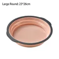 Large round foldable silicone cake mold in pink and grey, size 23x26cm for baking - Large Round / Salmon Red
