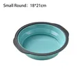Round foldable silicone cake baking mold in teal and grey finish, size 18 by 21 cm - Small Round / Teal
