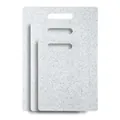 Set di 3 taglieri in plastica PP grigio con texture marmo per la cucina moderna - Set di 3 pezzi / Bianco