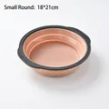 Small round pink silicone cake mold with foldable design and grey handles, 18x21cm - Small Round / Salmon Red