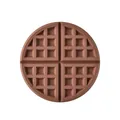 Round waffle-style brown silicone heat insulation mat for hot pots table protection - Round Waffle Mat / Brown