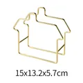 Minimalist house-shaped gold metal wire napkin holder and organizer, 15x13.2x5.7cm - Storage Rack / Gold