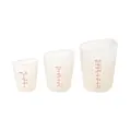 Set of 3 semi-transparent silicone measuring cups with clear red scale markings - Three-Piece Set / White