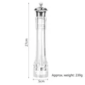 Acrylic manual pepper grinder with 27cm height and ceramic core for kitchen - 10 Inch (27cm) / Silver Plated