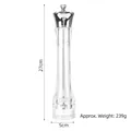 Manual acrylic salt and pepper mill with chrome top, 27cm height, transparent body - 10 Inch Silver