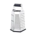 Professional 6-sided stainless steel box grater with ergonomic black handle on white background - TPR Sleeve Handle Style (HD-055) / HD-055