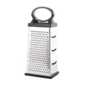 Multi-functional 4-sided stainless steel box grater with black handle - Natural Stainless Steel (HD-025)