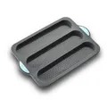 Premium gray 3-cavity silicone baguette baking mold with breathable non-stick holes - 3-Slot Baguette Mold / Gray