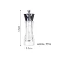 Clear manual acrylic pepper grinder with silver top, 17cm height and 159g weight - 6 Inch Gun Black