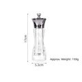 Manual acrylic pepper grinder with silver top, 17cm height, and adjustable coarseness. - 6 Inch Gun Black