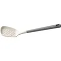 Two-tone silicone slotted spoon skimmer with cream head and grey handle for cooking - Skimmer