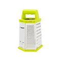 6-Sided Stainless Steel Cheese and Vegetable Grater with Ergonomic Green Handle - Green ABS Handle Style (HD-046)