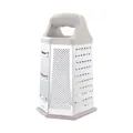 6-sided stainless steel cheese grater with gray ergonomic handle and stable non-slip base - Luxury Handle Gray (HD-052)