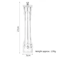 Manual clear acrylic pepper and salt grinder 27cm tall with silver electroplated top knob - 10 Inch Transparent