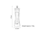 Manual clear acrylic pepper grinder with adjustable coarseness and silver knob 17cm height - 6 Inch Transparent