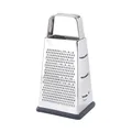 Professional 4-sided stainless steel box grater with non-slip grey rubber base for kitchen - 9-Inch Stainless Steel Handle Style (HD-032)