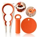 3-piece multi-functional jar and bottle opener set with non-slip silicone gripper pad - Three-Piece Set / Orange