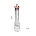 Clear acrylic manual pepper grinder with rose gold top, 22cm height and 5.5cm diameter - 8 Inch (22cm) / Copper Plated