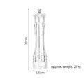 22cm acrylic manual pepper mill with 5.5cm base and 219g weight - 8 Inch Transparent