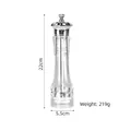 Professional manual acrylic pepper grinder with ceramic core, 22cm height, approx 219g - 8 Inch (22cm) / Silver Plated