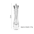 Professional 22cm acrylic pepper grinder with chrome top and manual salt spice mill - 8 Inch Silver