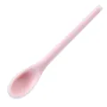 Ergonomic long handle light pink silicone spoon for baby feeding and kitchen stirring - Translucent Pink