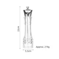 Clear acrylic manual pepper and salt grinder with adjustable mill, 22cm height display - 8 Inch Silver