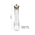 Professional acrylic manual pepper grinder with gold crown top and 22cm height dimensions - 8 Inch Gold